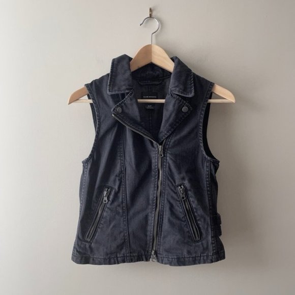 𝅺CLUB Monaco | Denim Moto Vest - Picture 1 of 11